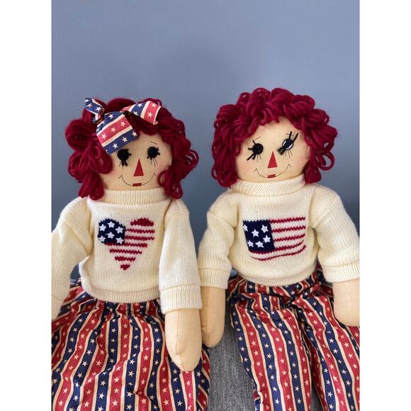 Raggedy Ann & Andy Shelf Sitting Raggedy Dolls - Patriotic Clothes 19" tall - Picture 3 of 12